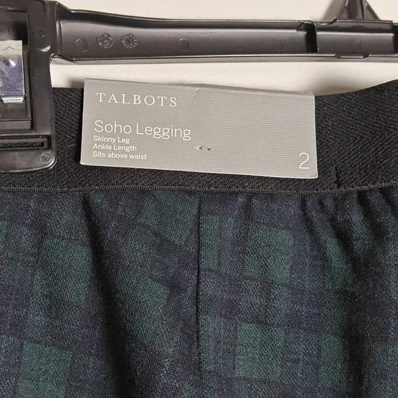 TALBOTS NWT Soho Leggings Green/Blue Tartan Print Size 2 - Picture 12 of 16